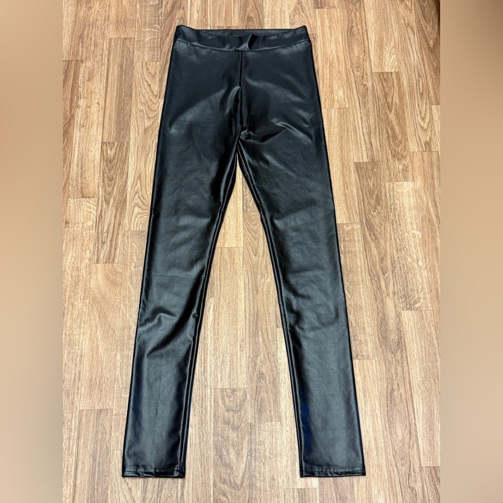 Lulus‎ Black Faux Leather High Rise Leggings Pants Medium Polyurethane Blend